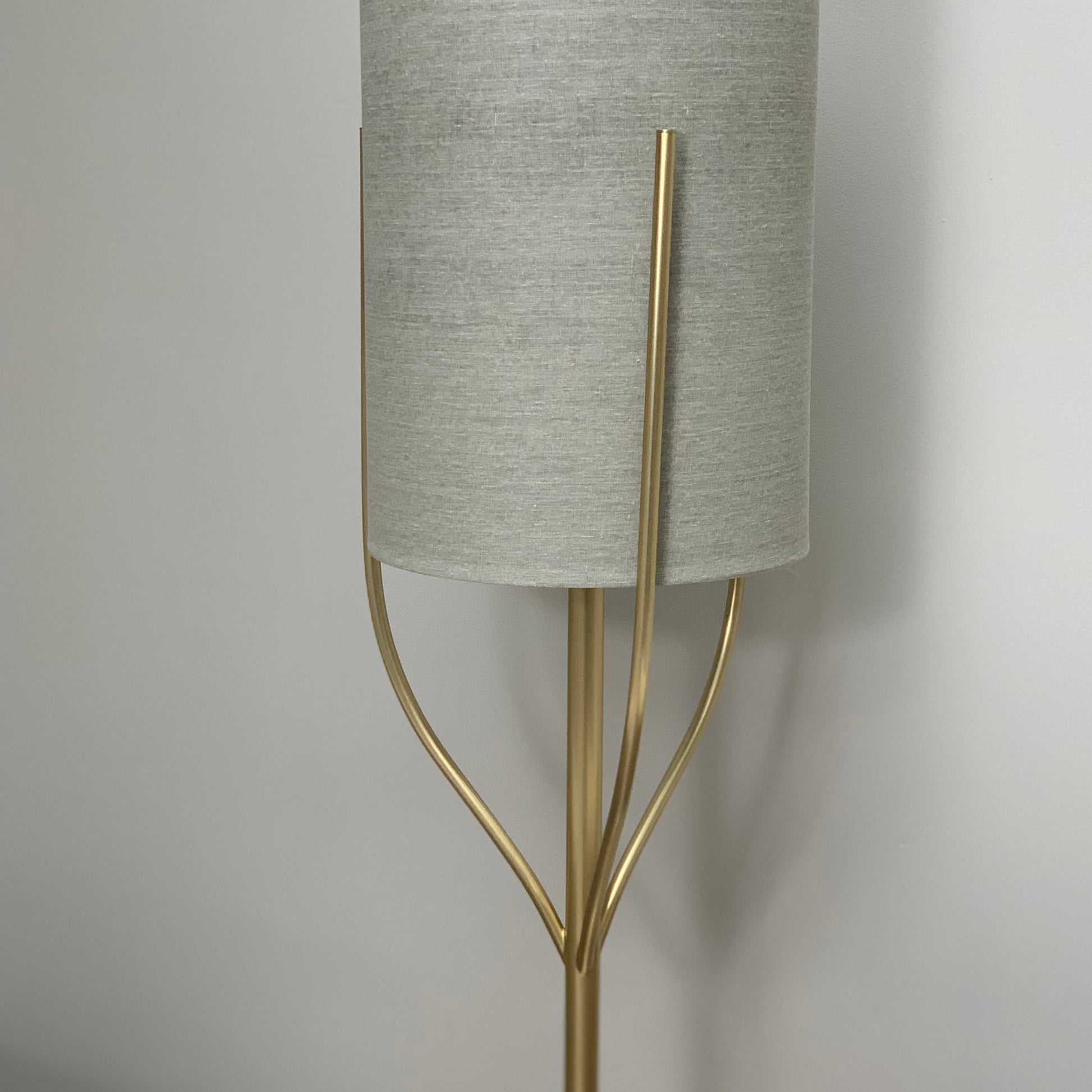 Arbor Gold Floor Lamp With Grey Linen Look Shade