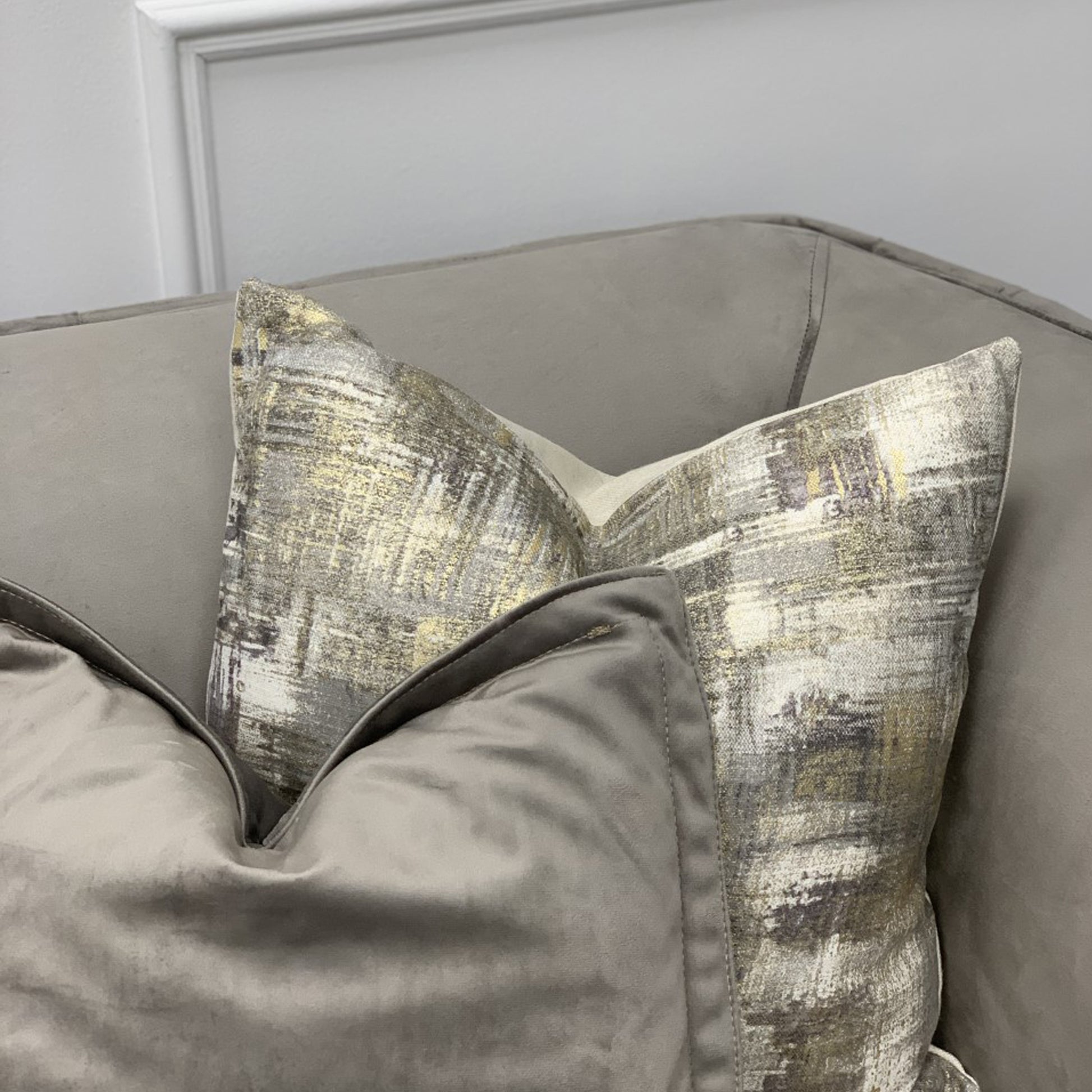 Hailey Gold And Grey Abstract Cushion