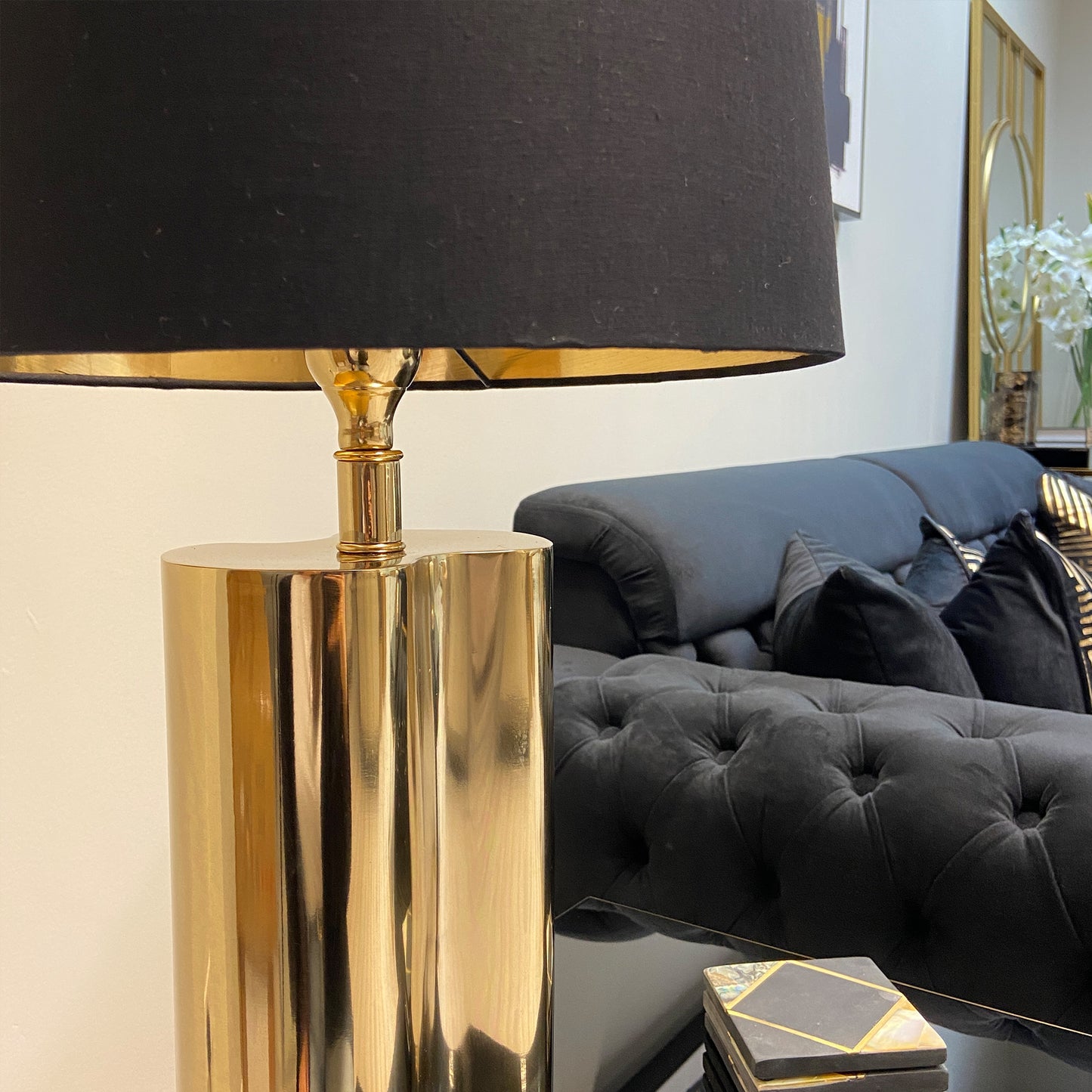 Eclipse Black And Gold Curved Table Lamp