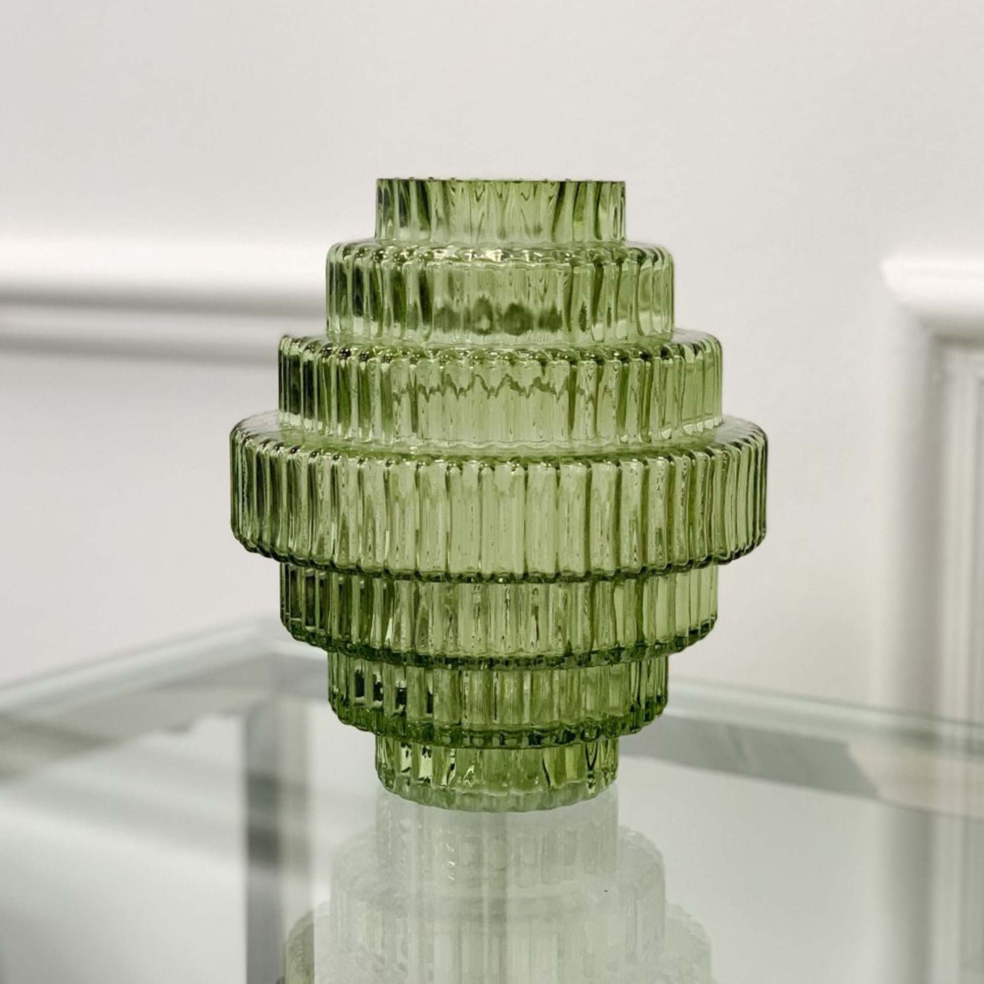 Abstract Modern Ribbed Glass Vase