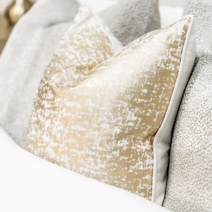 Harper Metallic Gold And Ivory Speckle Cushion