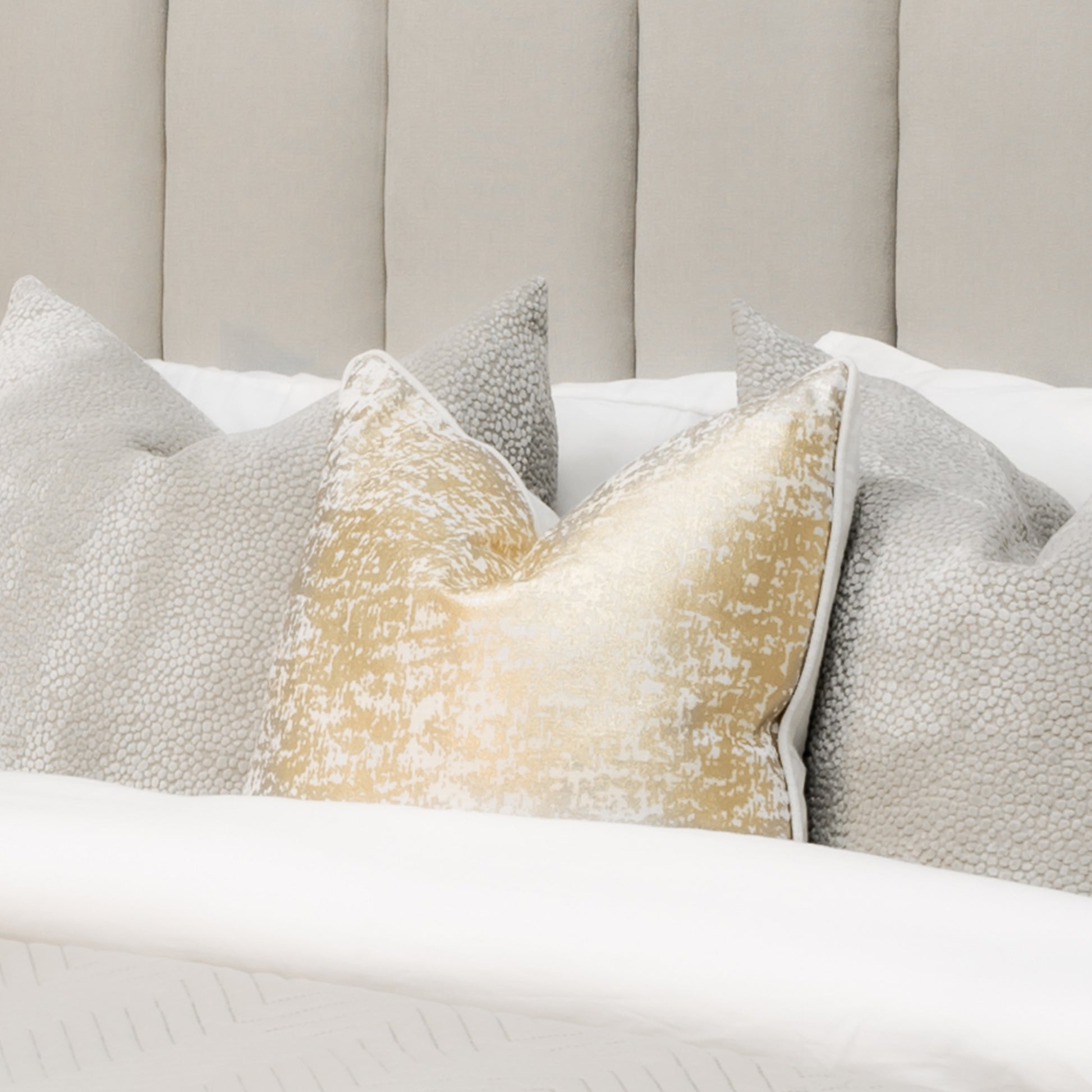 Harper Metallic Gold And Ivory Speckle Cushion