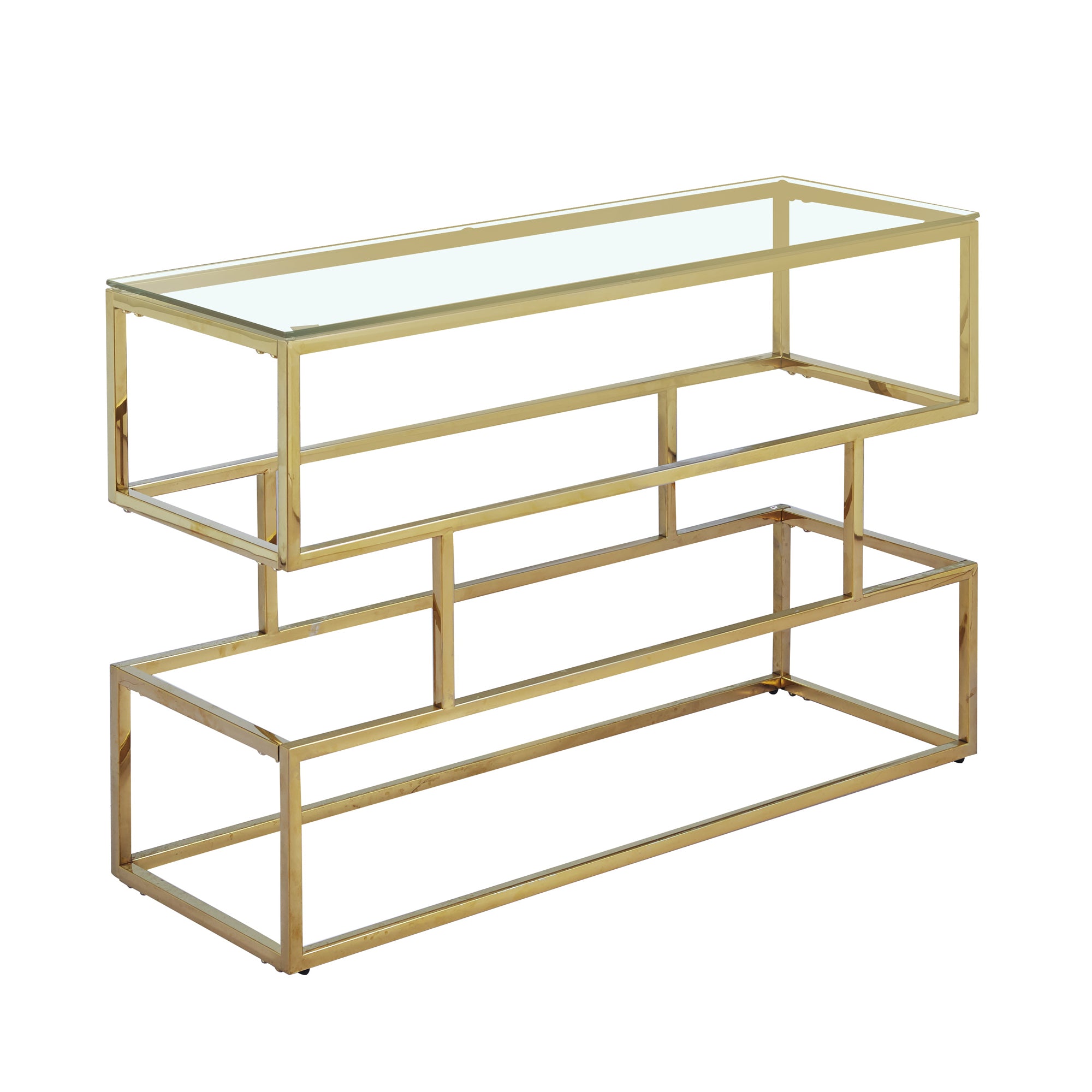 Lina Clear Glass Console Table With Gold Frame