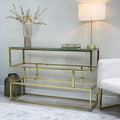 Lina Gold Console Table With Clear Glass Top