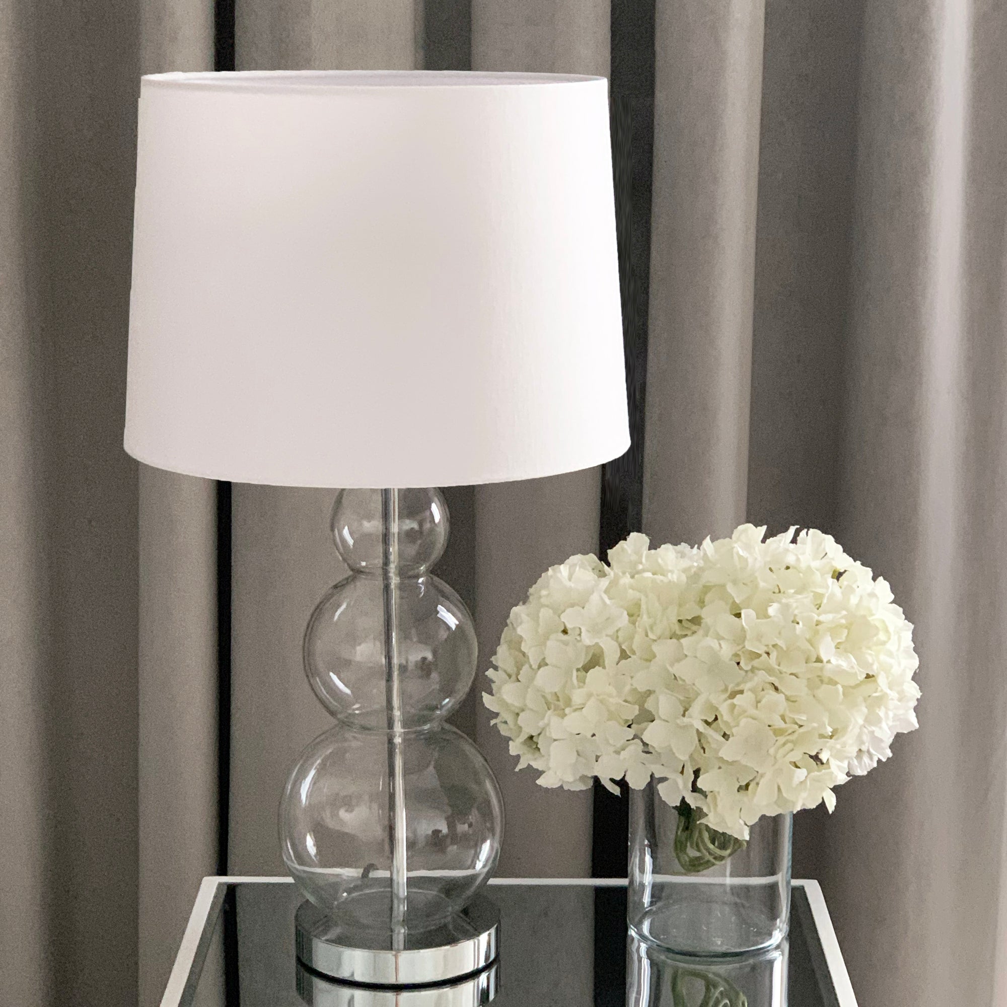 Bubble Clear Glass Table Lamp with Cream Shade