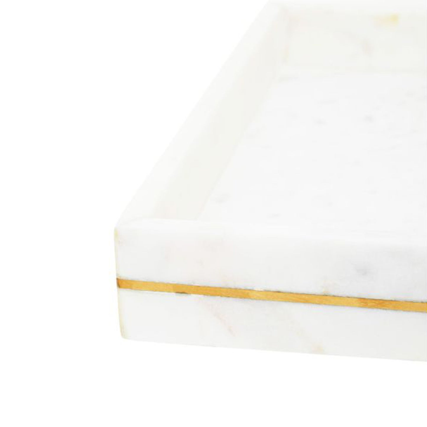 White Marble Tray With Gold Inlay
