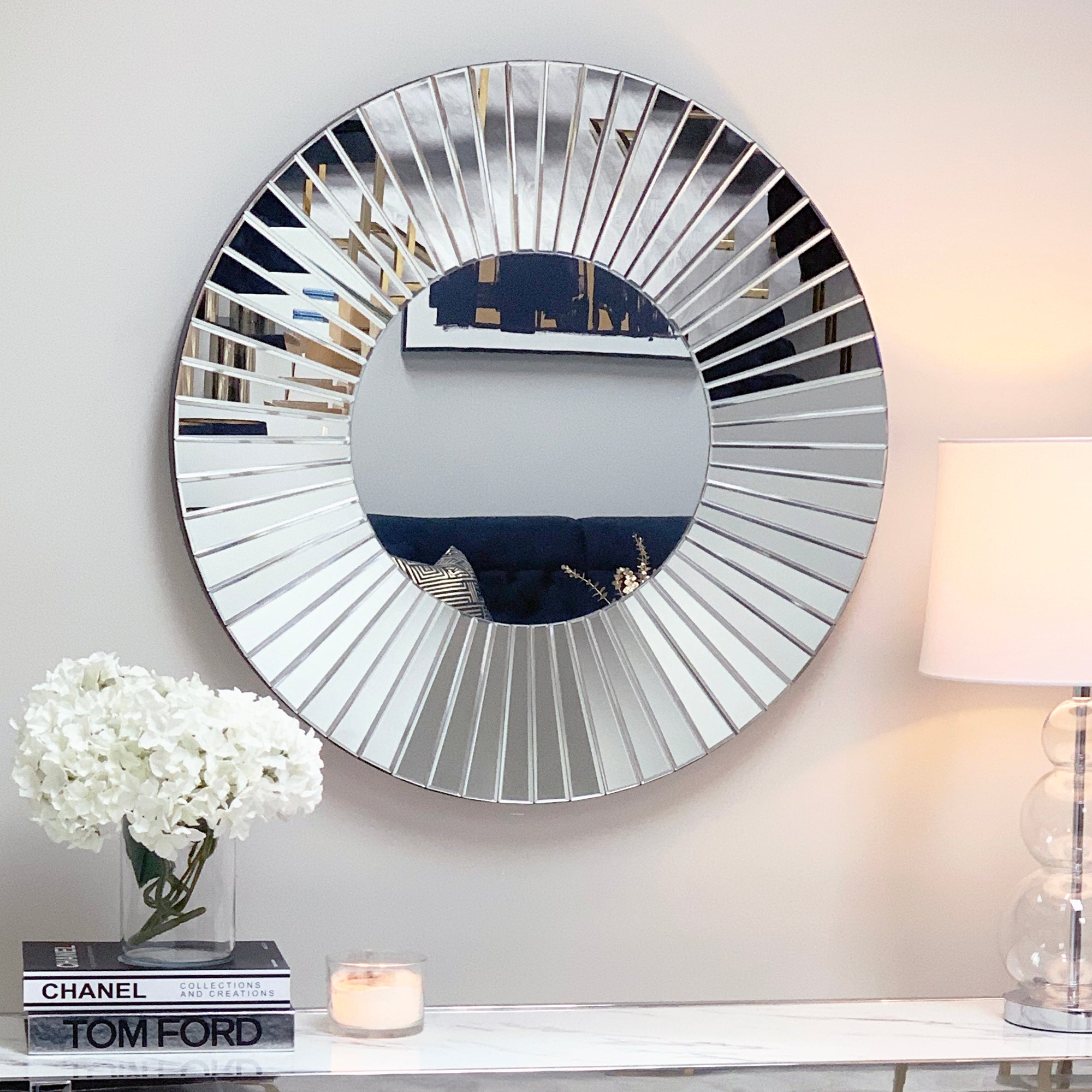 Isabella Round Bevelled Mirror In Silver