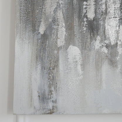 Mist Grey And Silver Foil Abstract Wall Art