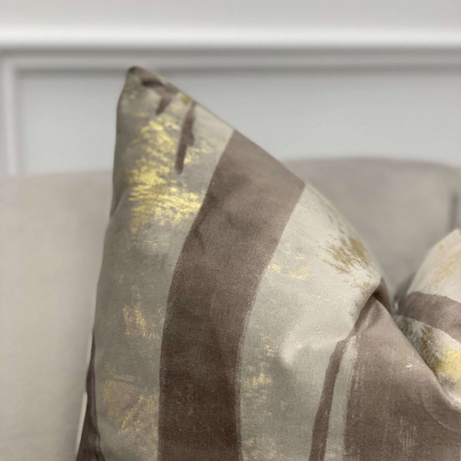 Praline And Gold Brushstroke Cushion