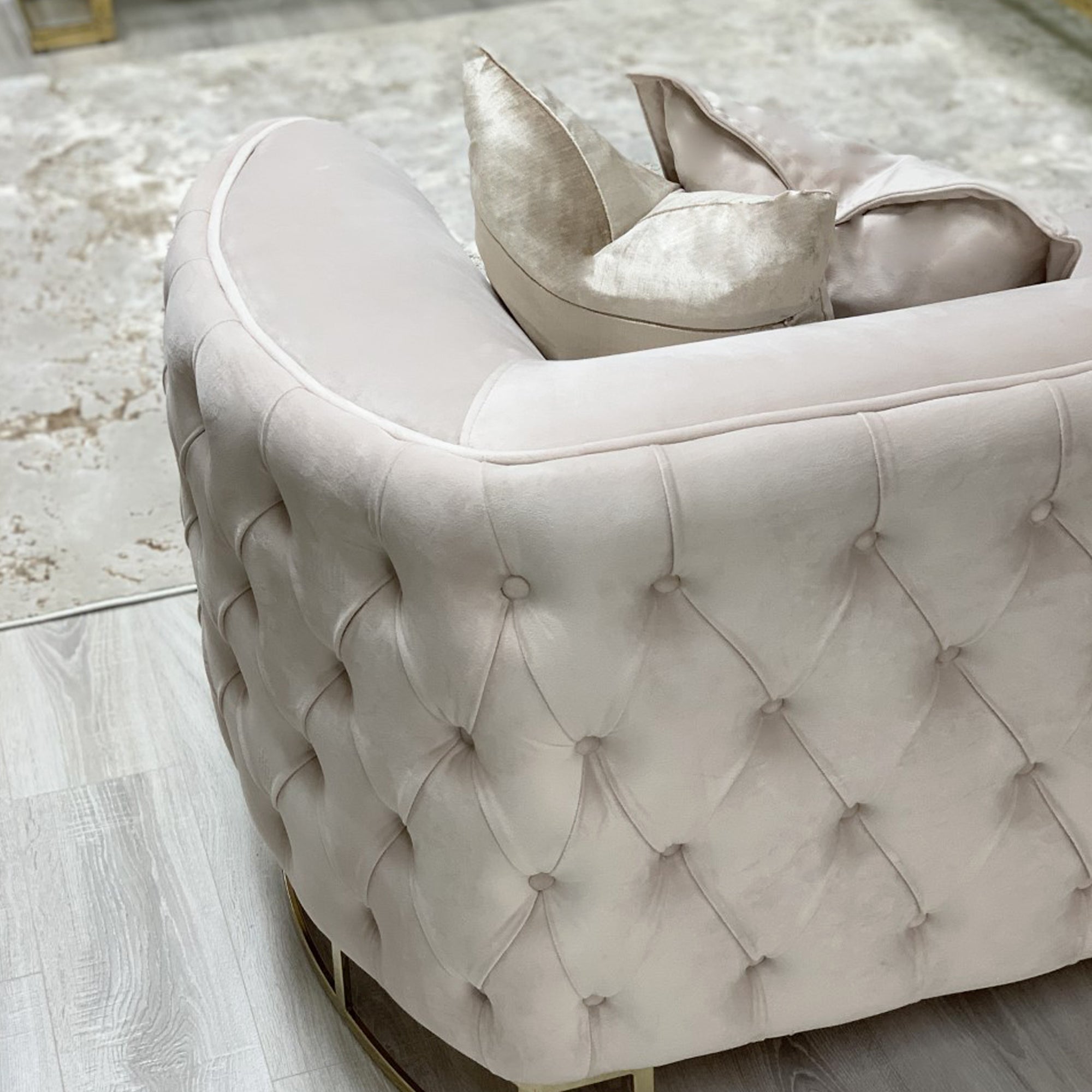 Louise Blush Pink Velvet Sofa With Gold Legs 3 Seater