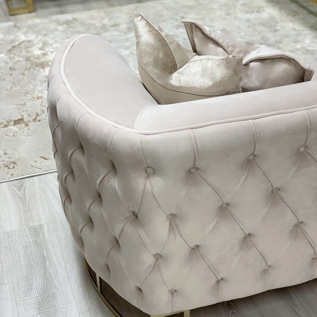 Louise Blush Pink Velvet Sofa With Gold Legs 3 Seater