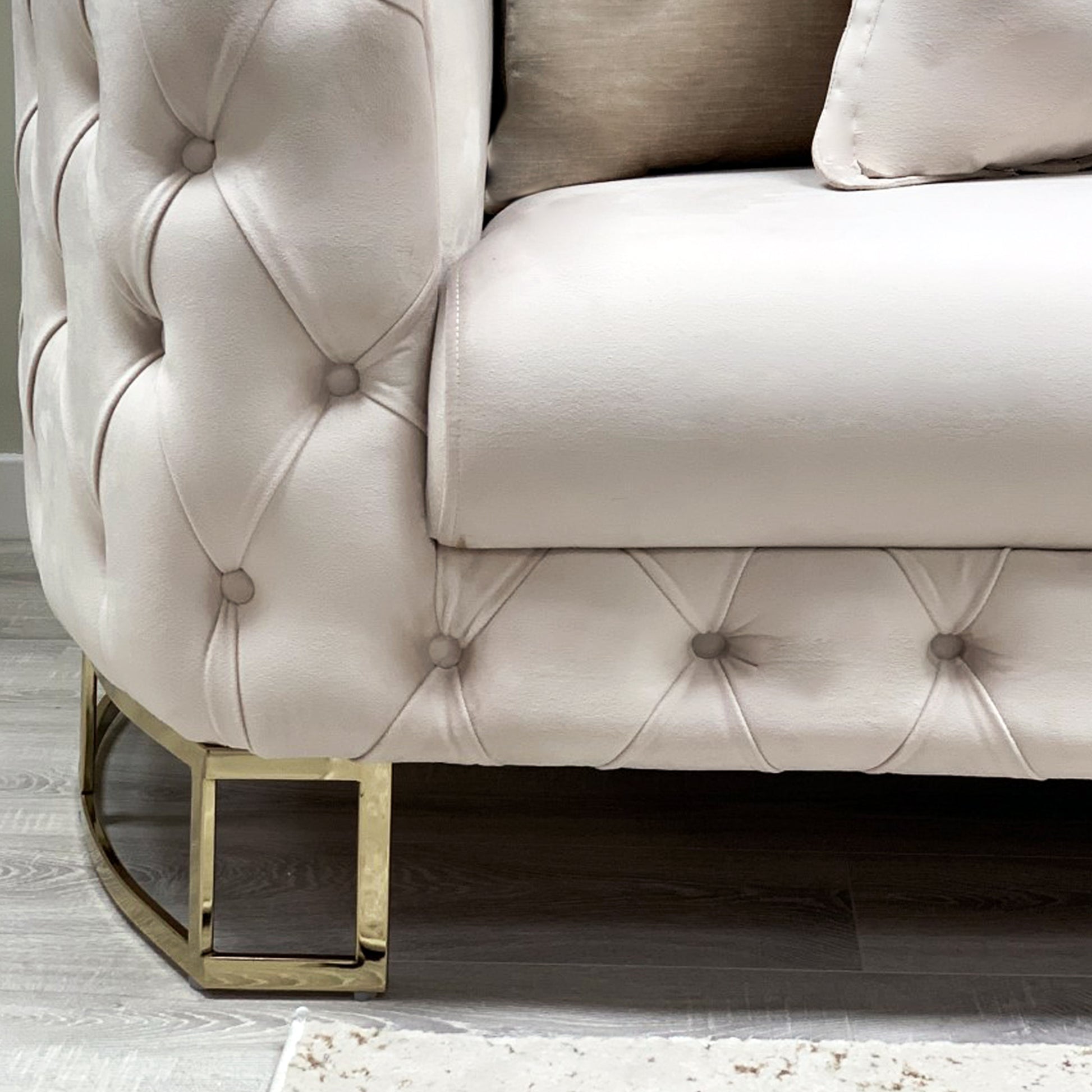 Louise Blush Pink Velvet Sofa With Gold Legs 3 Seater