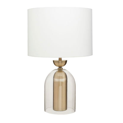 Serene Brass Table Lamp With White Linen Shade