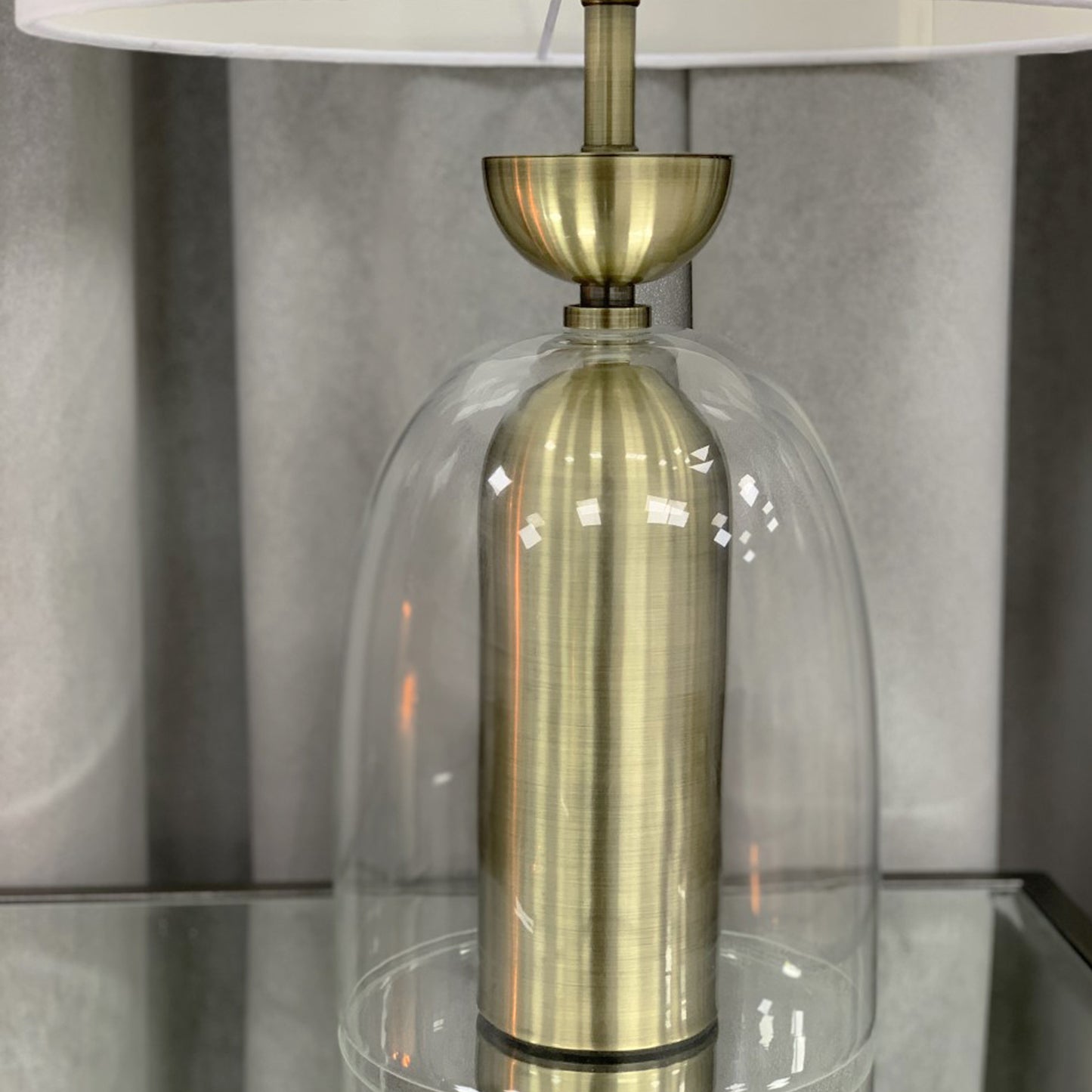 Serene Brass Table Lamp With White Linen Shade