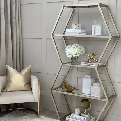 Large Champagne Gold Mirrored Shelves