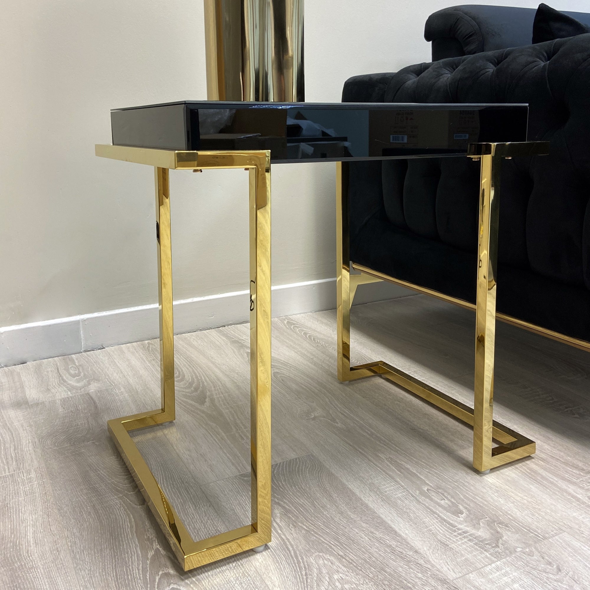Munro Black and gold mirrored top occasional table
