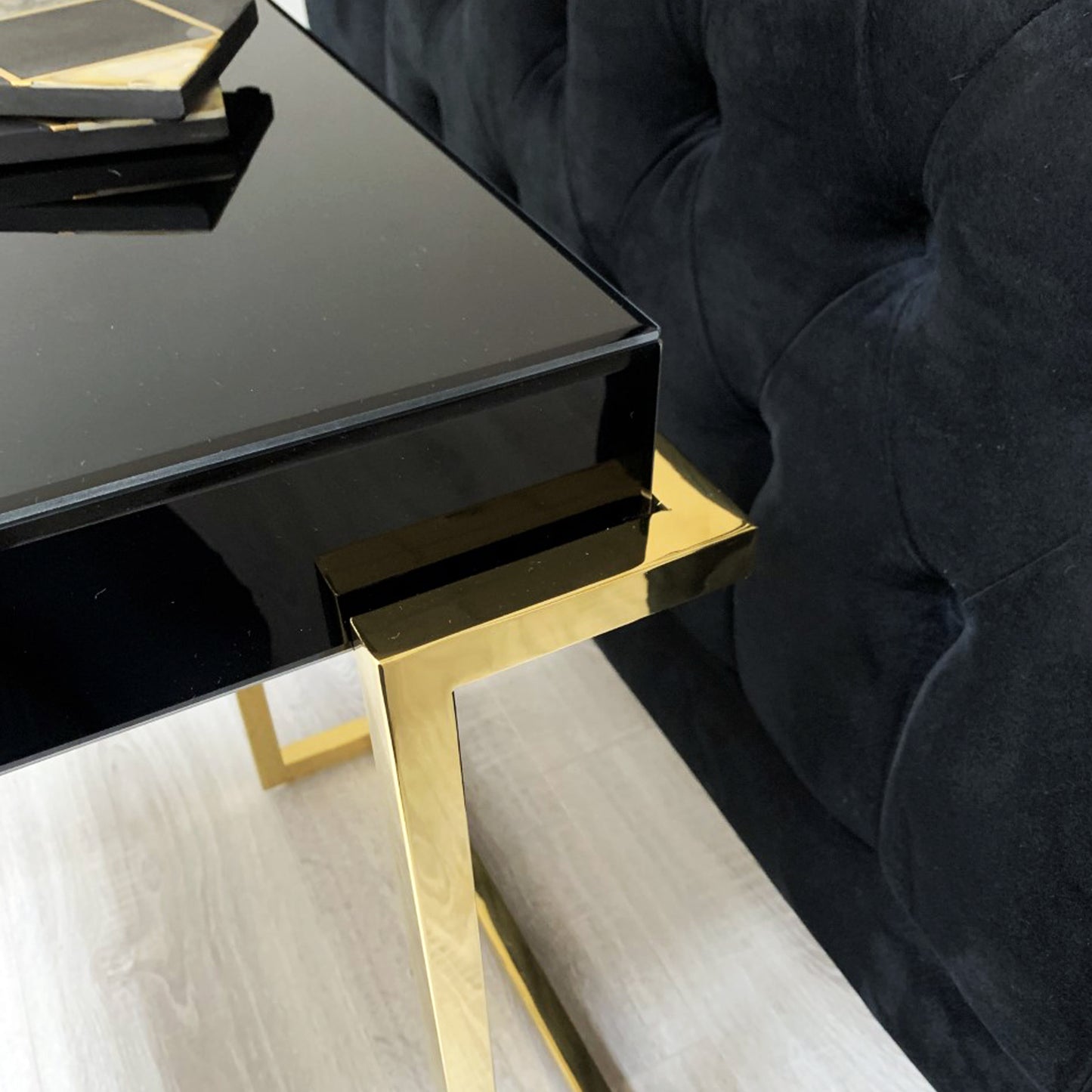 Munro Black and gold mirrored top occasional table