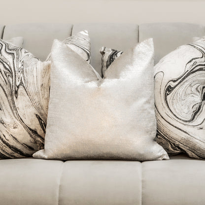 Mila Metallic Silver Velvet Cushion