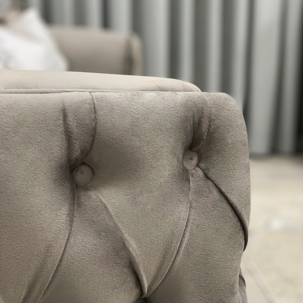 Truffle Velvet Curved Sofa with Silver Legs 2 seater