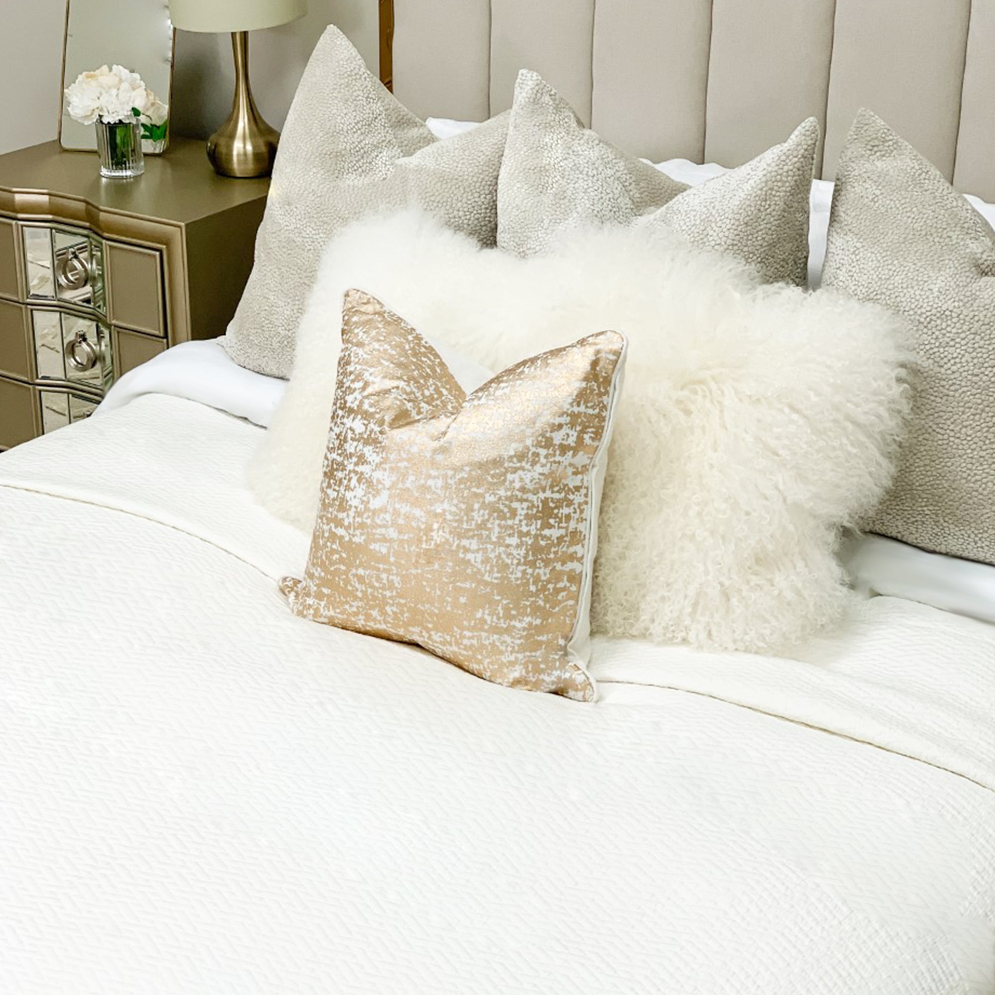 Mayfair Satin Cream Throw Blanket