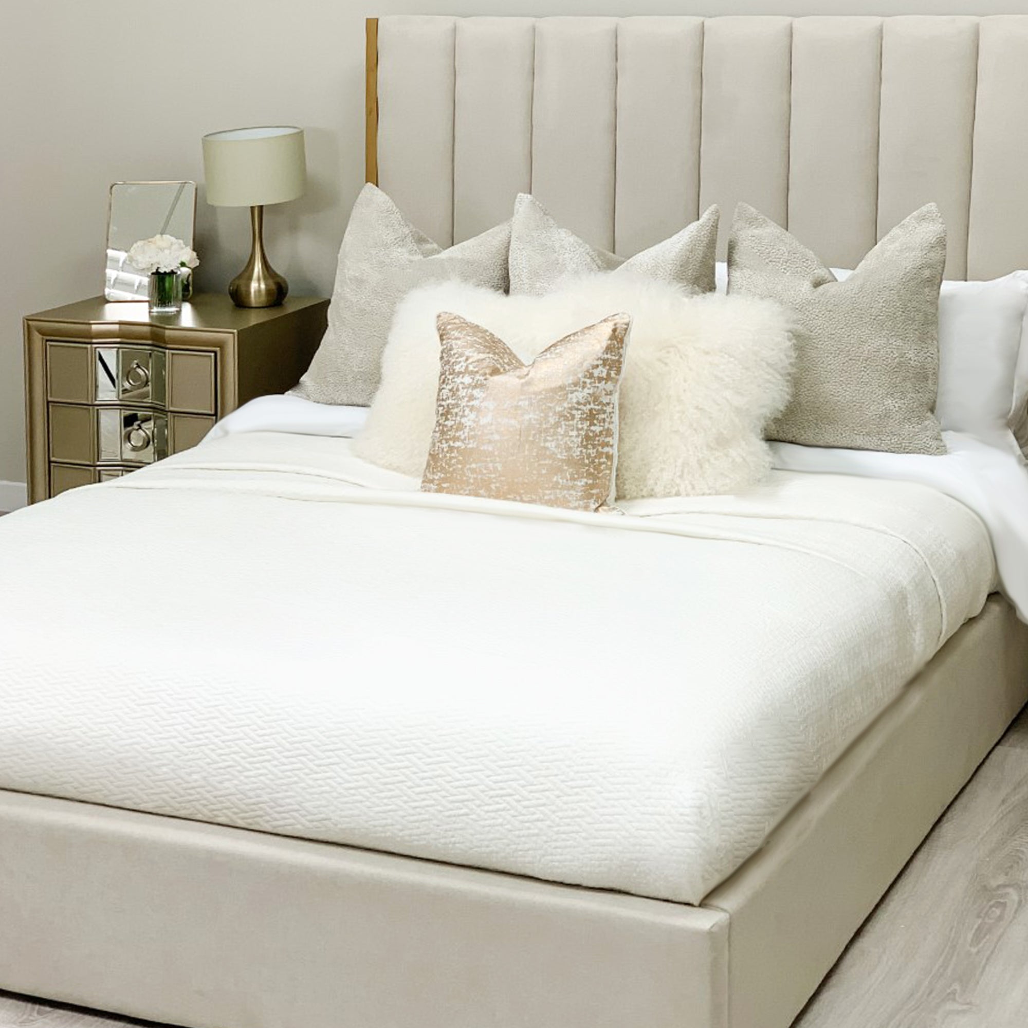 Mayfair Satin Cream Throw Blanket